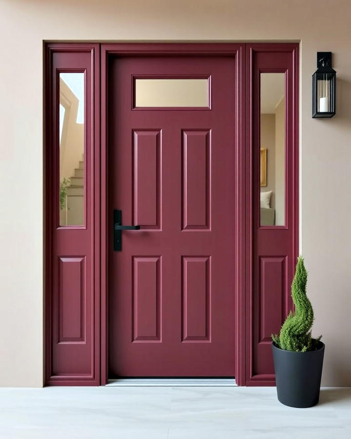 matte burgundy front door for subtle sophistication