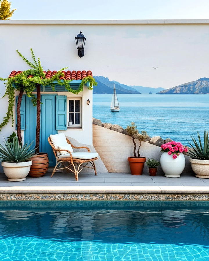 mediterranean coastal charm murals