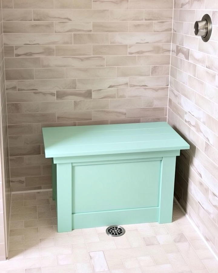 mint green shower bench for relaxation