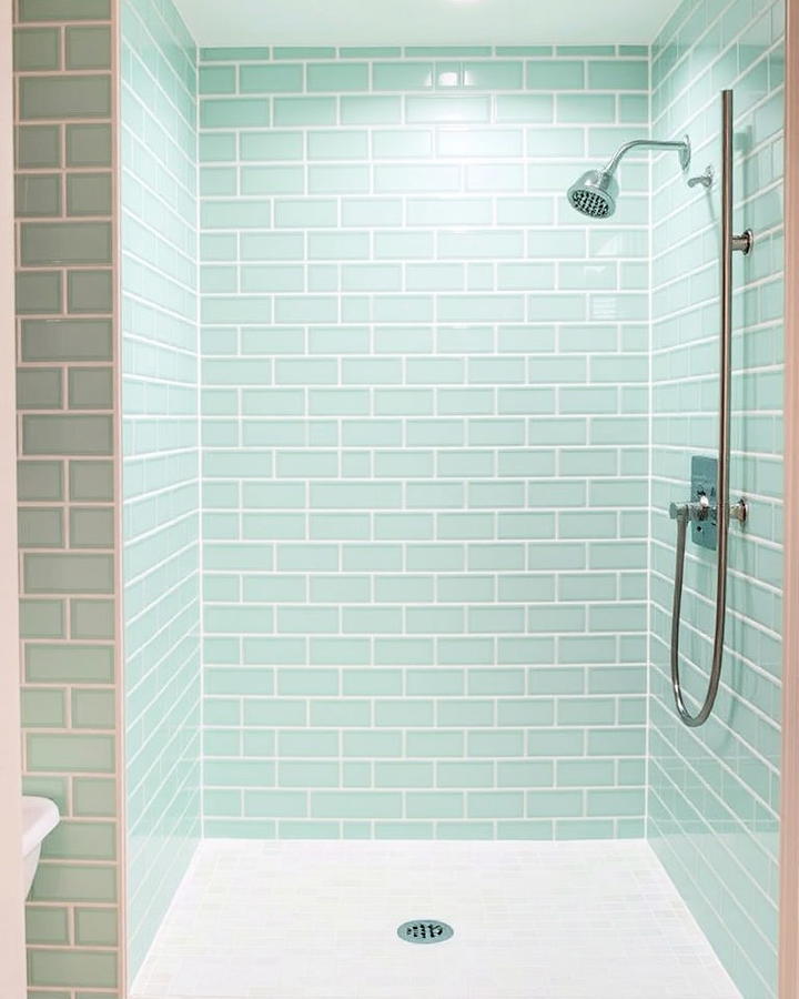 mint green shower tiles for a spa like experience