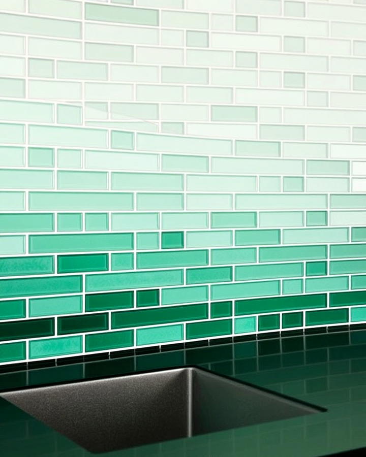 mixing greens in a gradient design backsplash