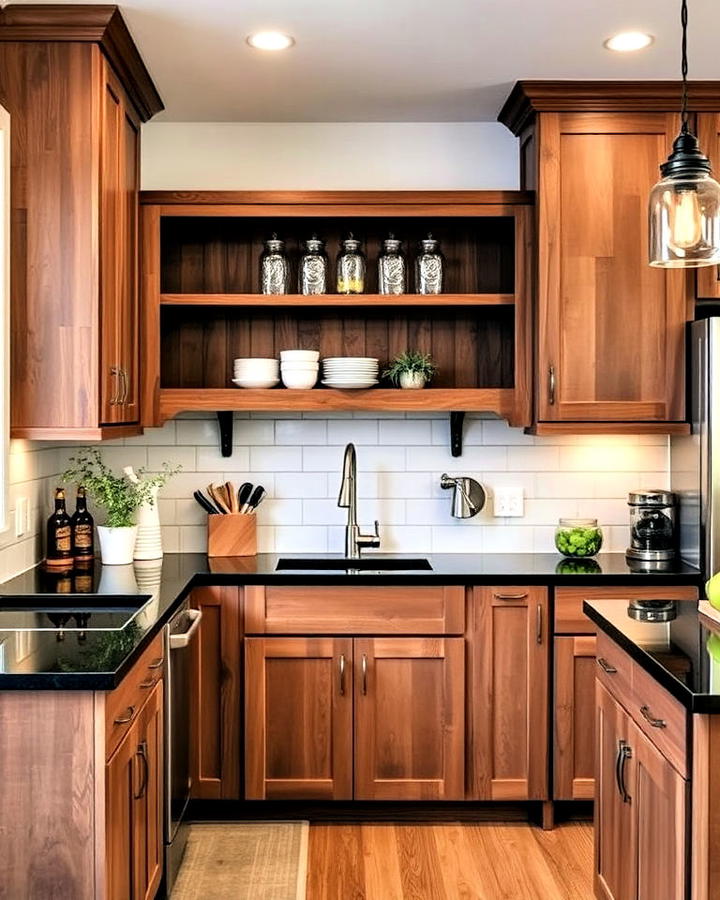 modern farmhouse kitchen with contrasting textures