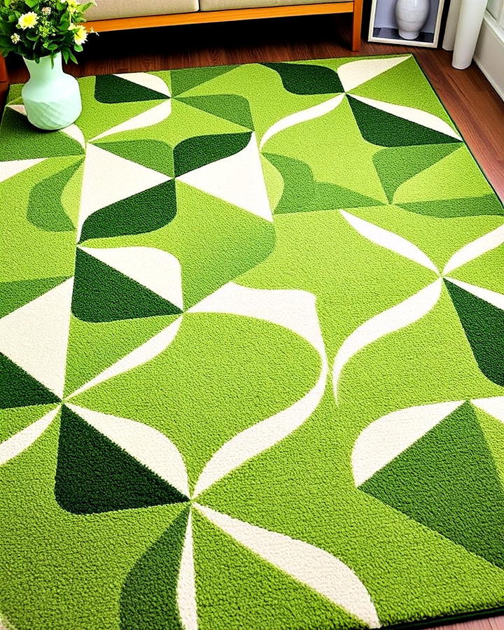 modern geometric green rug