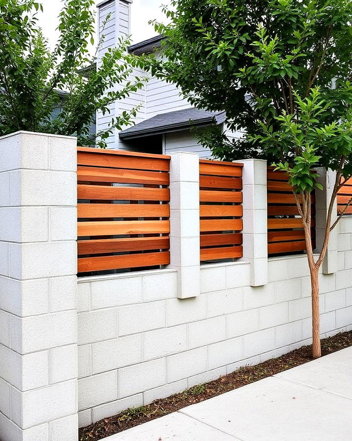 modern minimalist concrete block fence