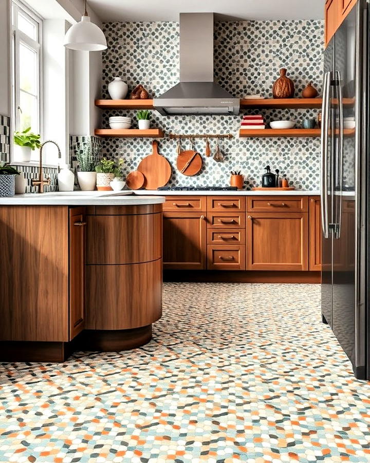 mosaic tile effect kitchen floor