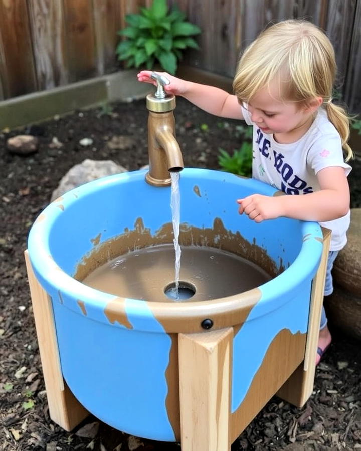 mud kitchen with water pump