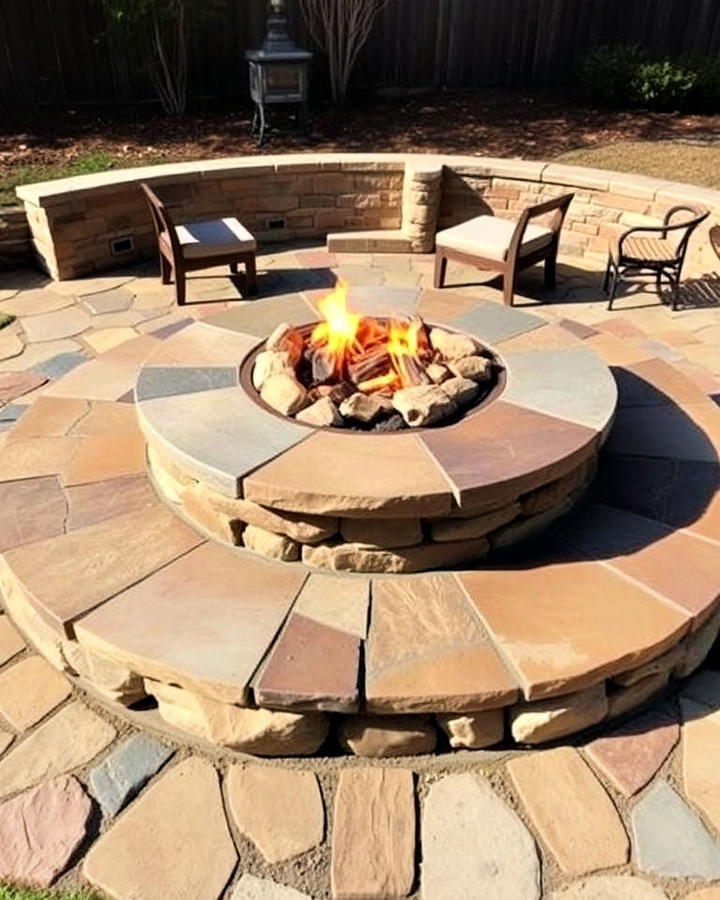 multi level flagstone fire pit