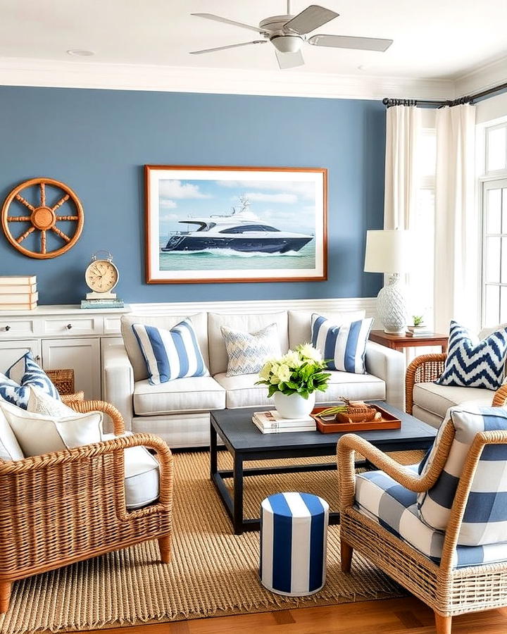 nautical inspired décor living room