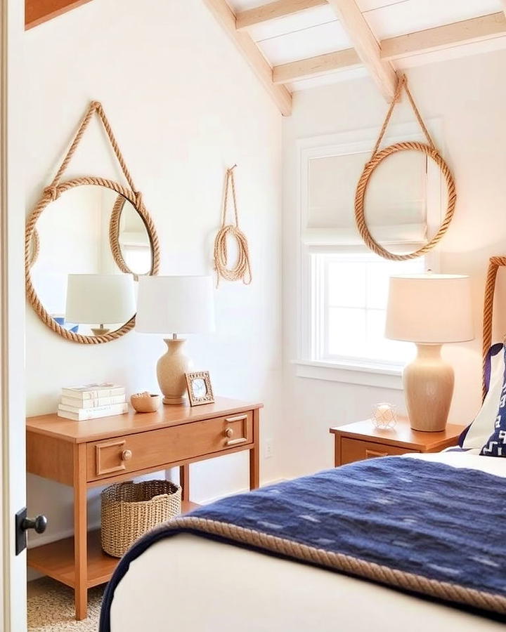 nautical rope accents in bedroom