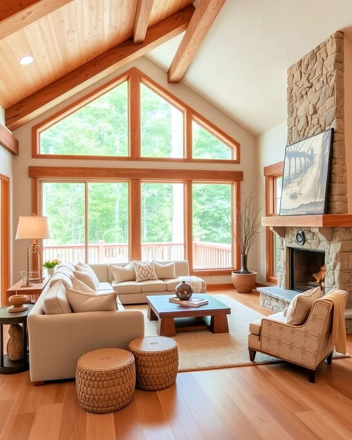 neutral color palette cabin living room