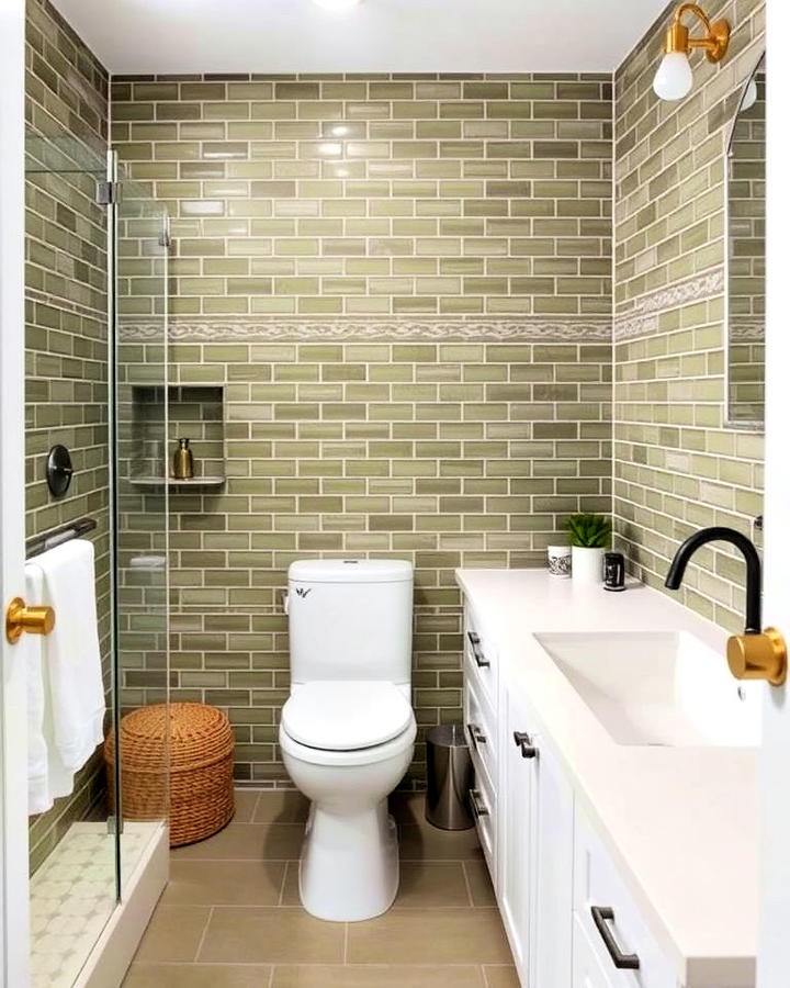 olive green bathroom tiles idea