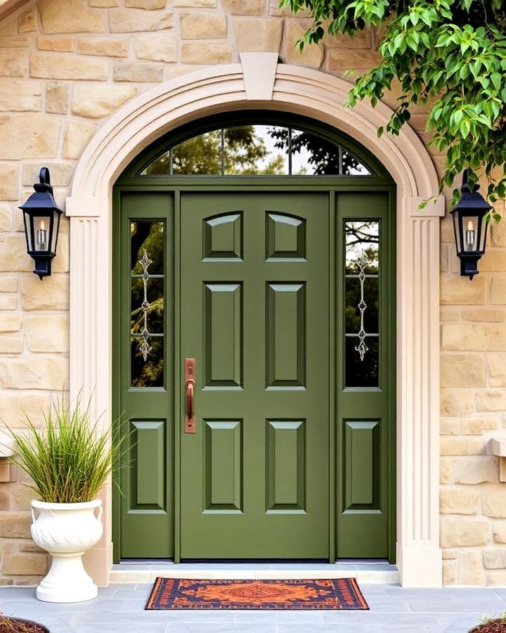 olive green front door for subtle sophistication