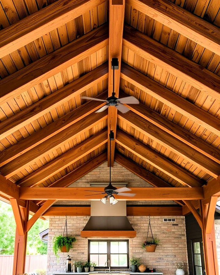 open beam roof outdoor kitchen