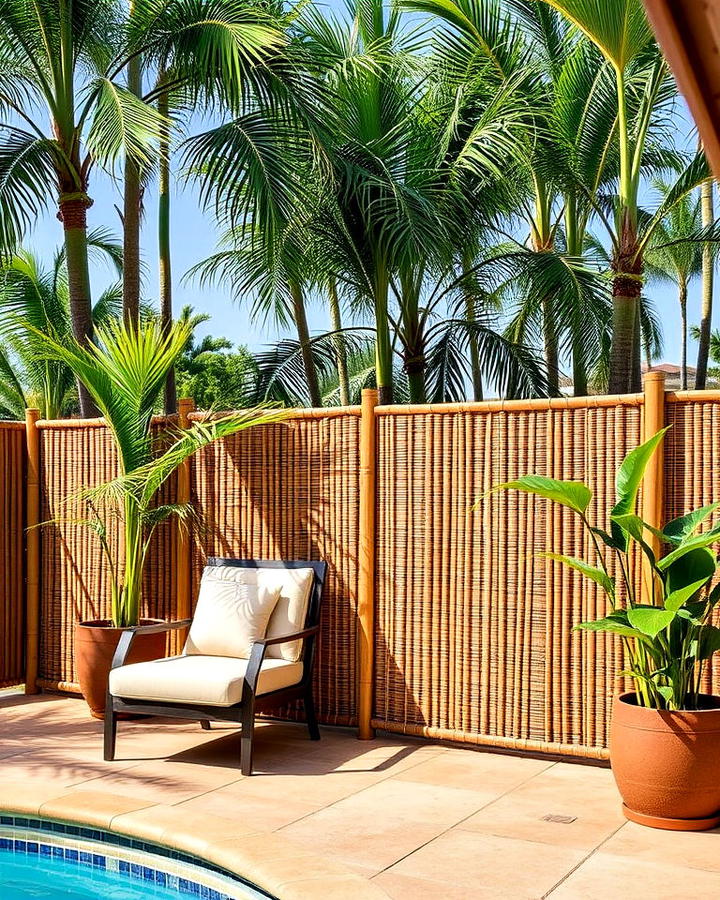 outdoor bamboo screens pool privacy