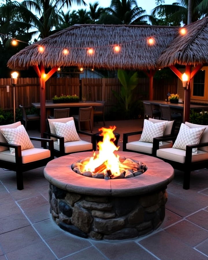 outdoor fire pit for warmth and ambiance