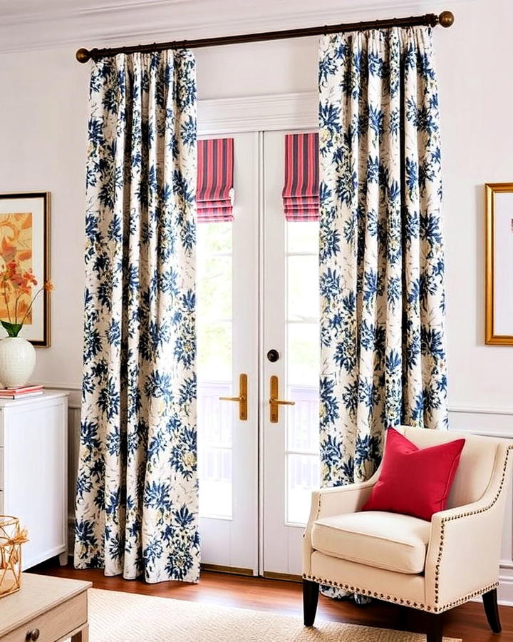 patterned door curtains for visual interest