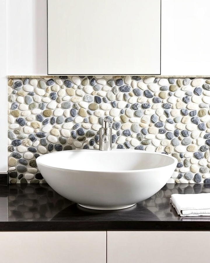 pebble tile sink backsplash