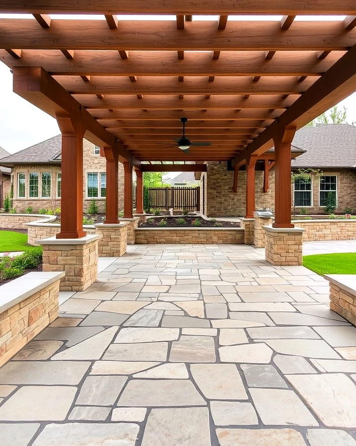 pergola flagstone floor for natural beauty