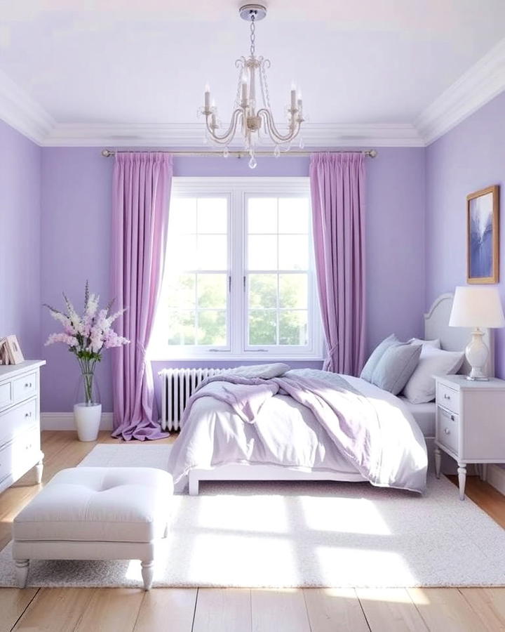 periwinkle and lilac color palette bedroom