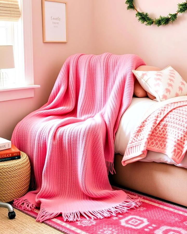 pink accent throw blankets