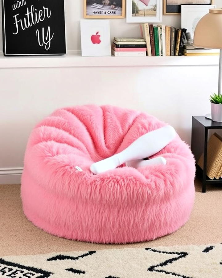 pink faux fur bean bag chair