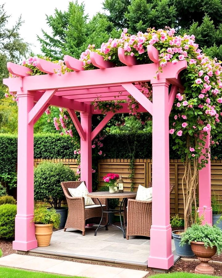 pink garden pergola