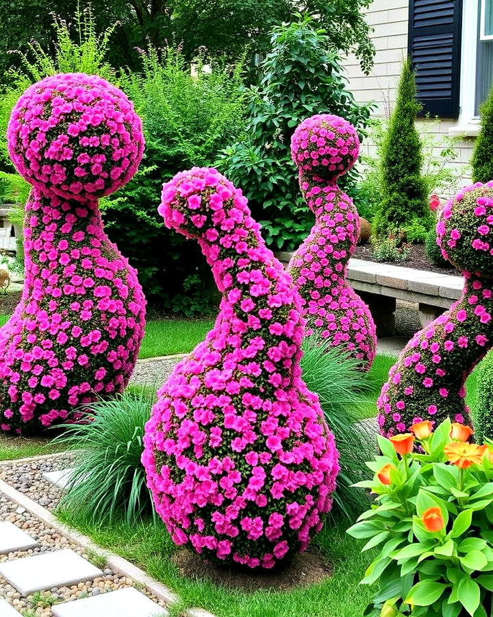 pink topiary sculptures for garden