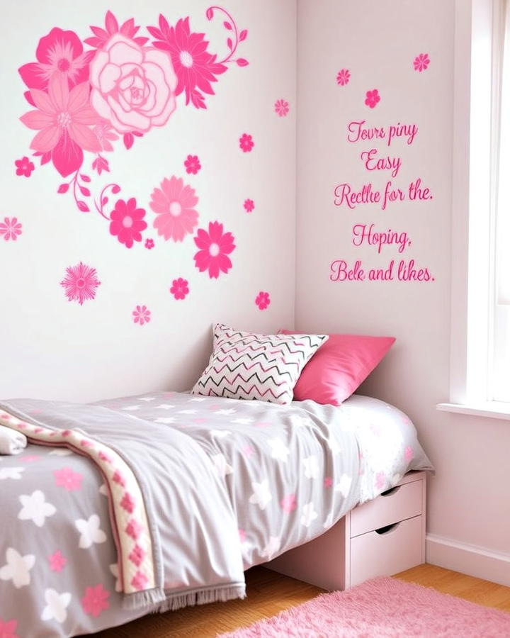 pink wall decals for easy dorm room