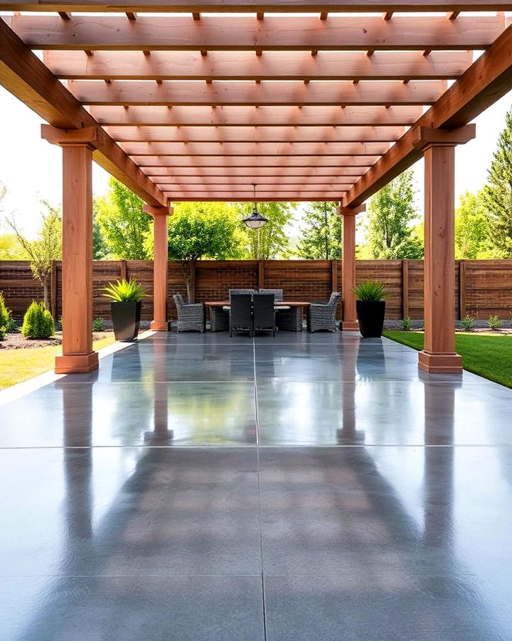 polished concrete floor for pergola