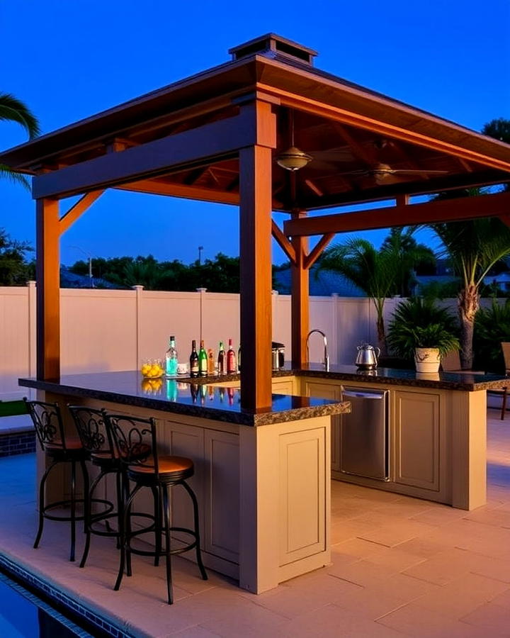 pool gazebo with built in bar