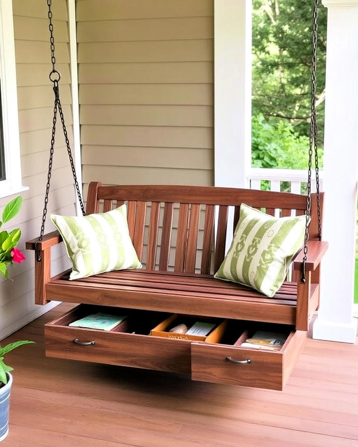 porch swing with built in storage