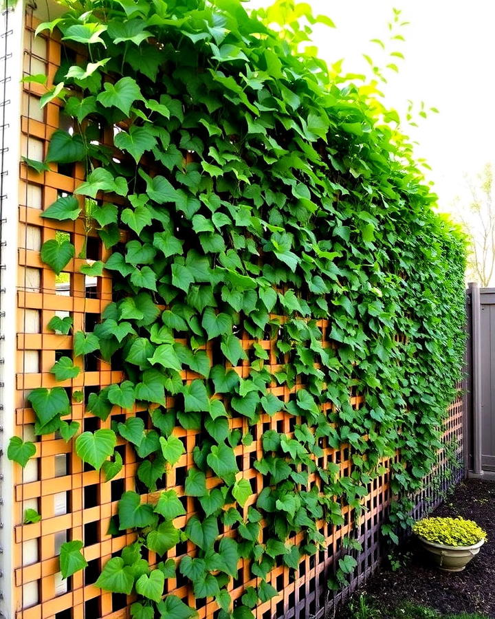 privacy lattice fence with vines