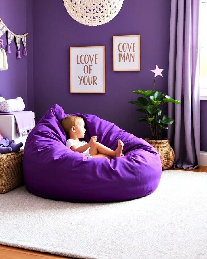 purple bean bag for relaxation