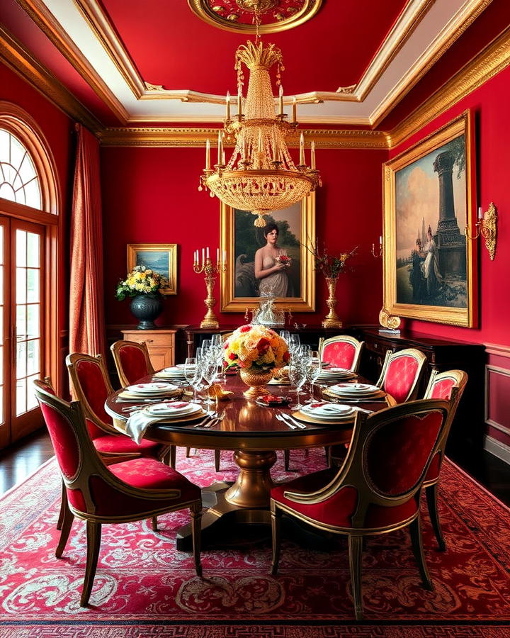 red and gold dining room