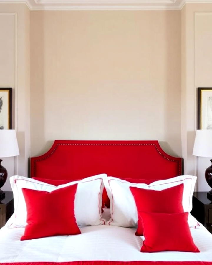 red headboard for the boy bed