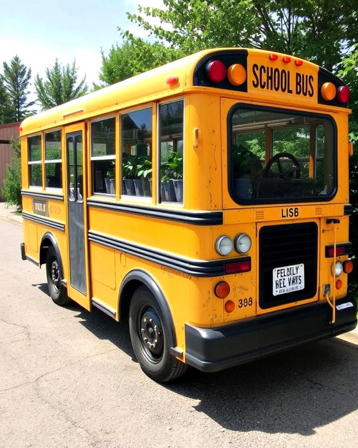 repurpose old school bus into a mobile greenhouse