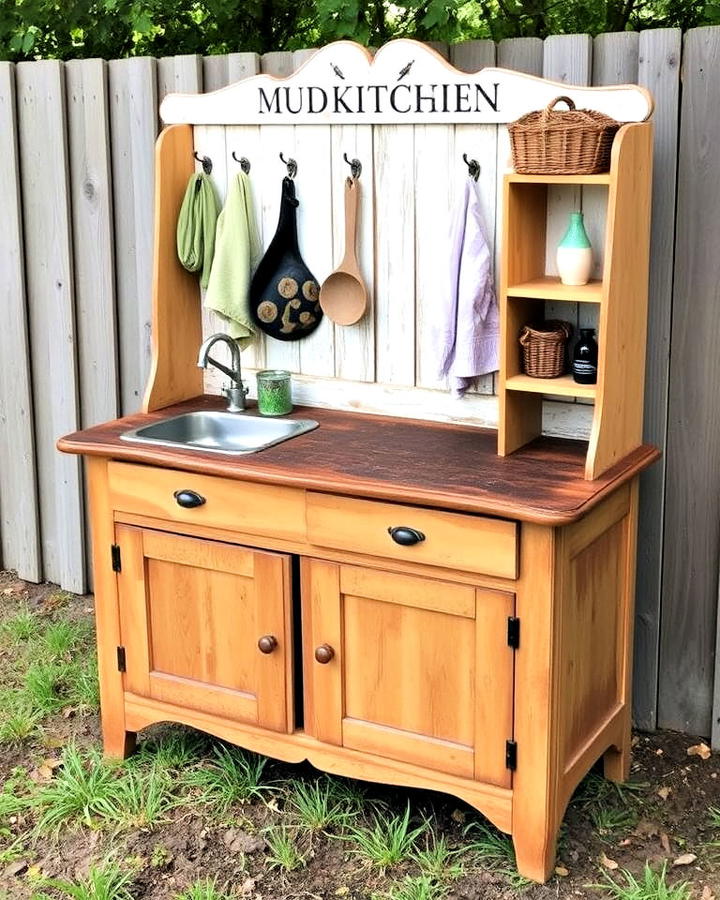 repurposed furniture mud kitchen for kids