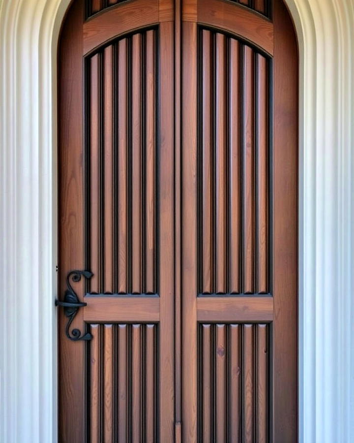 ribbed wooden panels front door