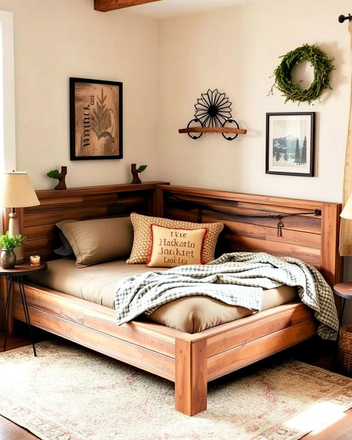 rustic corner bed frame