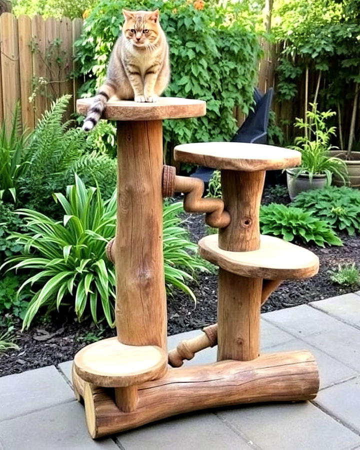 rustic log cat tree design