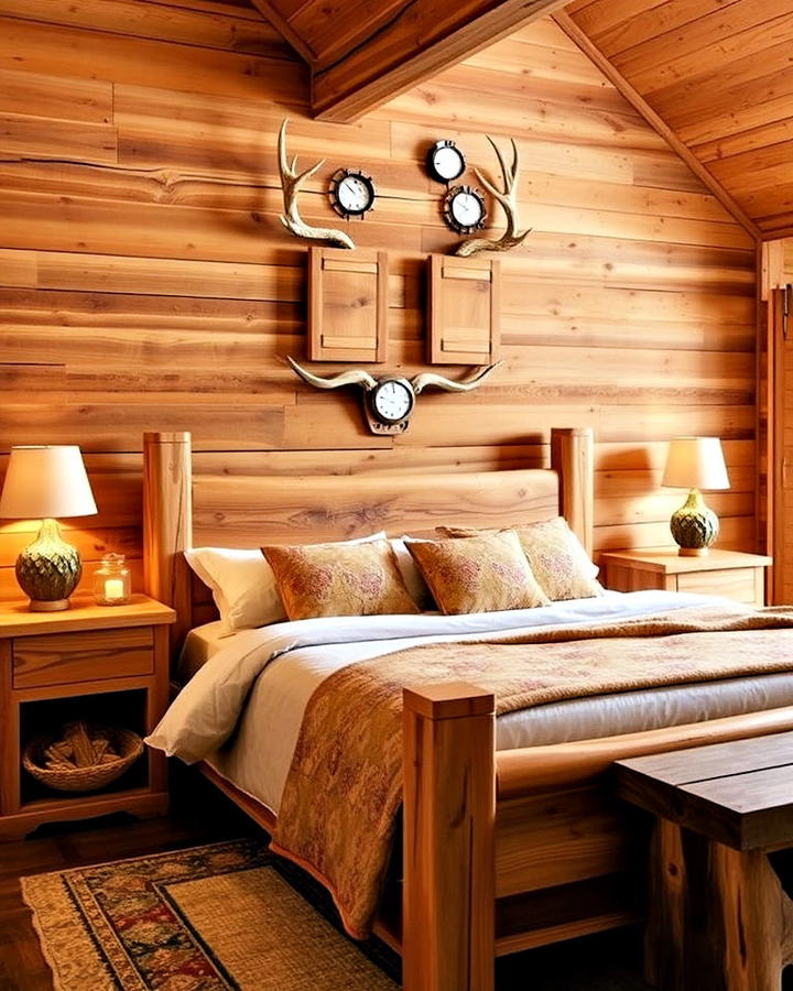 rustic wooden accents hunting bedroom