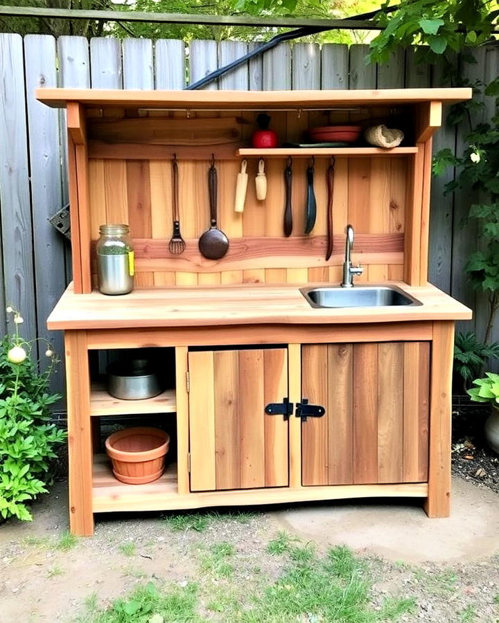 rustic wooden mud kitchen