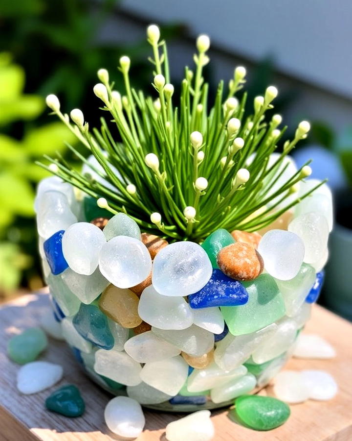 sea glass accents plants