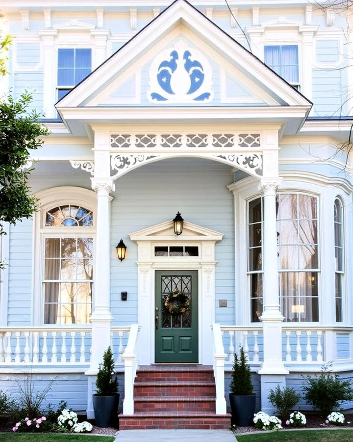 serene powder blue accents victorian house