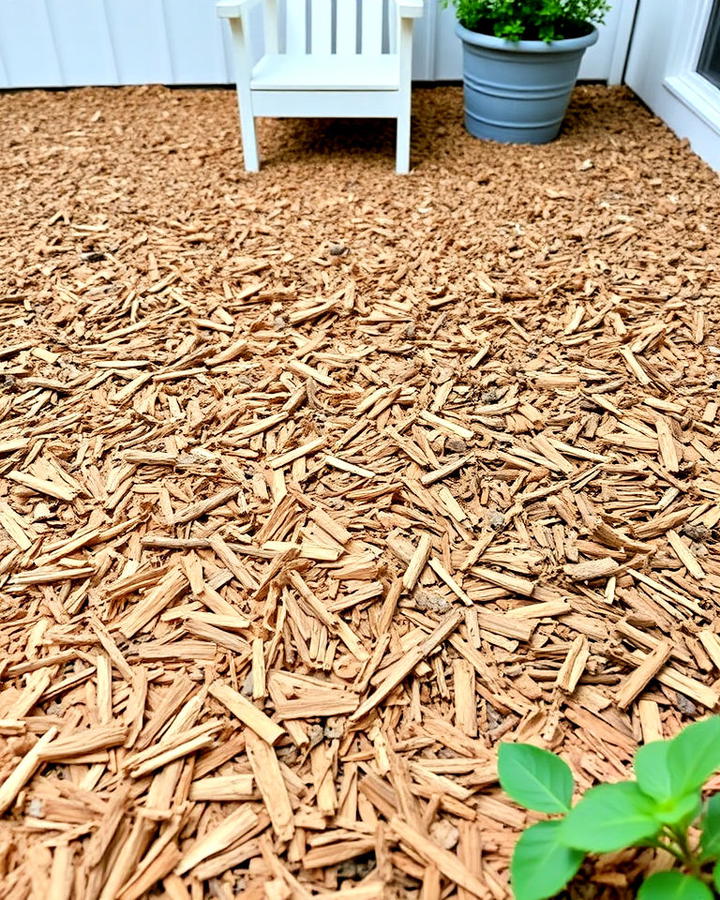 shredded hardwood mulch patio design