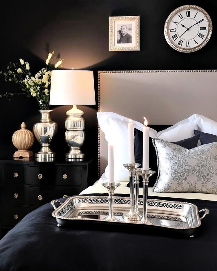 silver accessories for bedroom