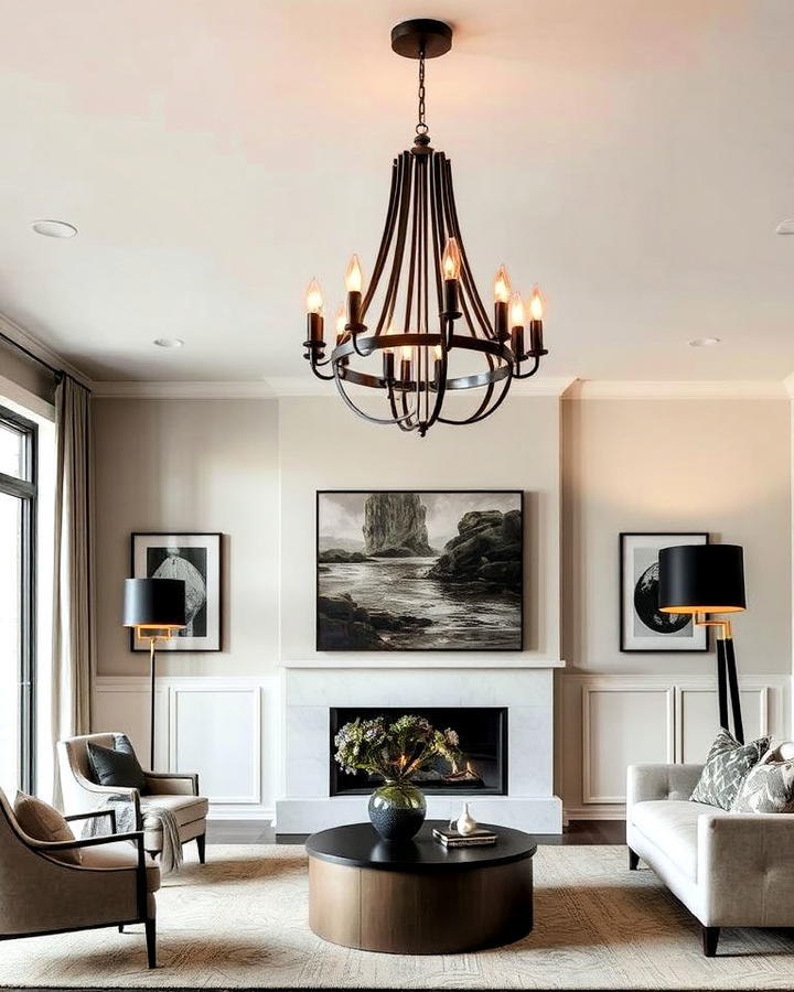 statement lighting fixtures in living room