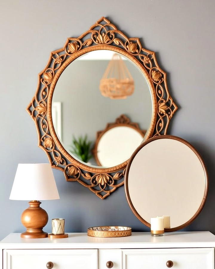 statement mirrors in girls boho room