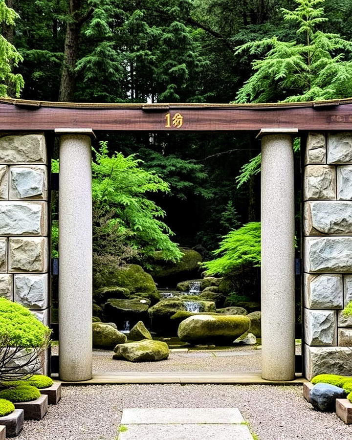 stone pillar gate for japanese garden