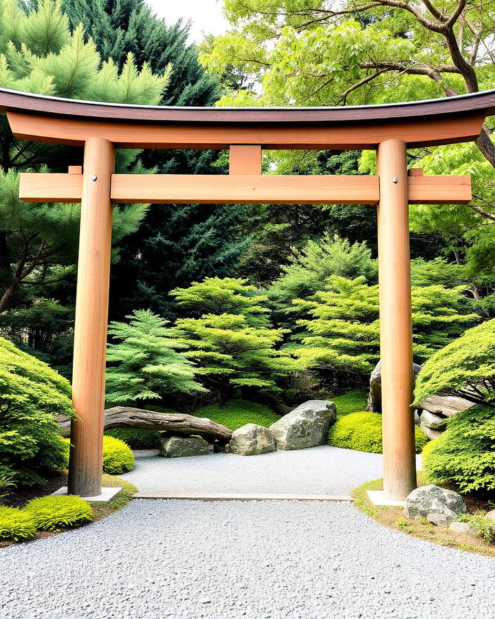 traditional wooden torii gate